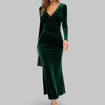 Elegant Long Sleeve Velvet Maxi Dress
