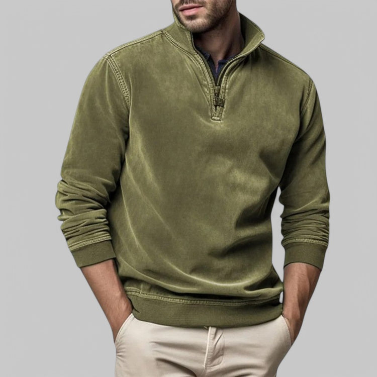 Men's Casual Half-Zip Stand Collar Jumper