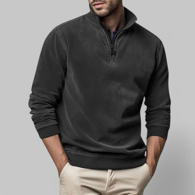 Men's Casual Half-Zip Stand Collar Jumper