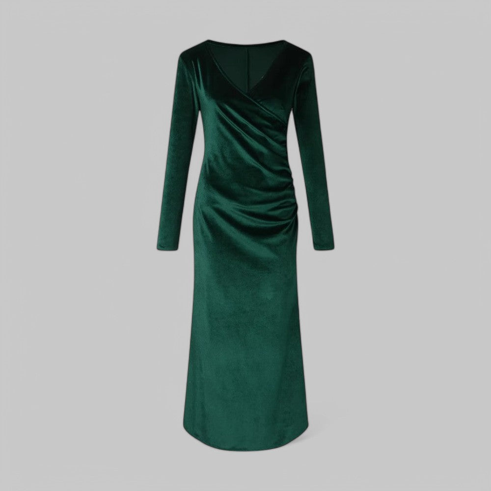 Elegant Long Sleeve Velvet Maxi Dress