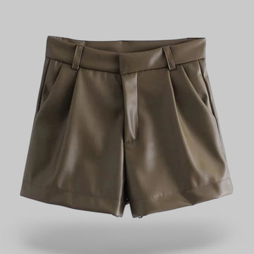 High-Waist Faux Leather Shorts with Side Pockets