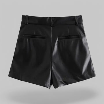 High-Waist Faux Leather Shorts with Side Pockets