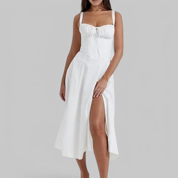 Tie-Front Midi Summer A-Line Dress