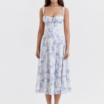 Tie-Front Midi Summer A-Line Dress