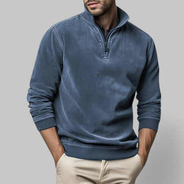 Men's Casual Half-Zip Stand Collar Jumper