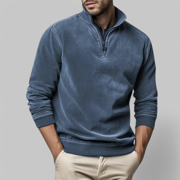 Men's Casual Half-Zip Stand Collar Jumper