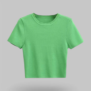Klyber | Women's Soft Knit Cropped O-Neck T-Shirt