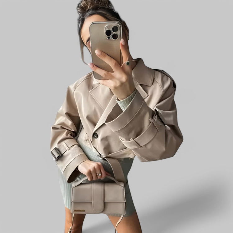 Vintage-Inspired Cropped Trench Spring Jacket