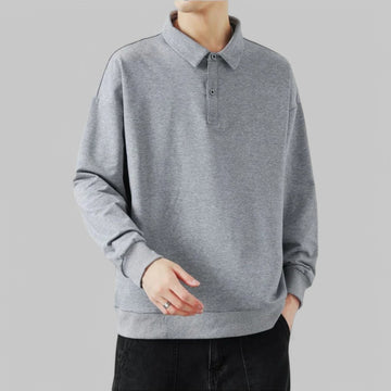 Minimalist Button-Up Stand Collar Sweatshirt