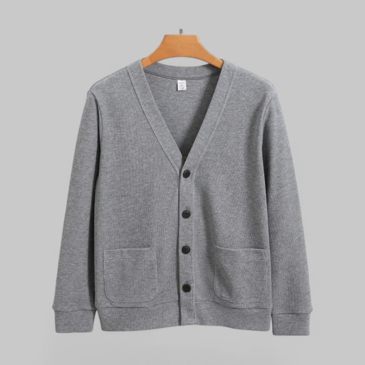 Solid V-Neck Knit Cardigan