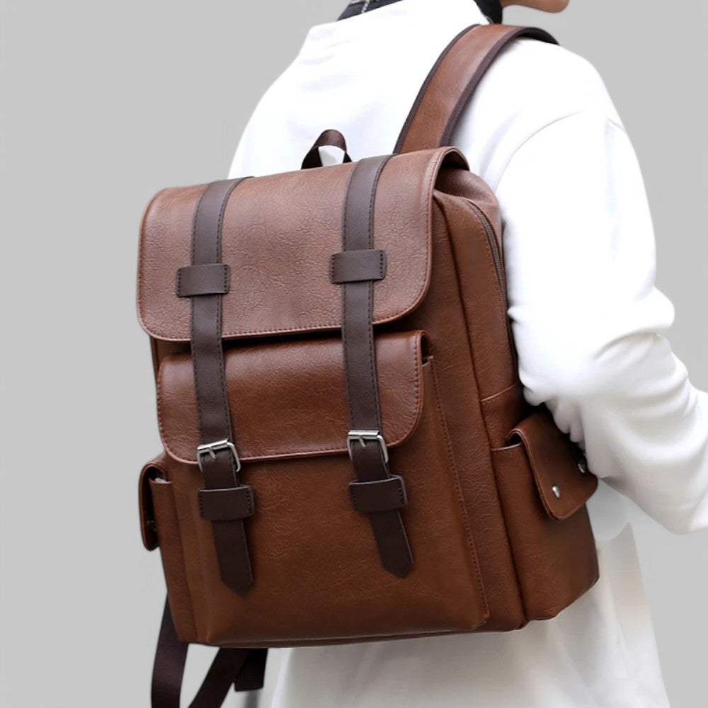 Men’s PU Leather Laptop Backpack