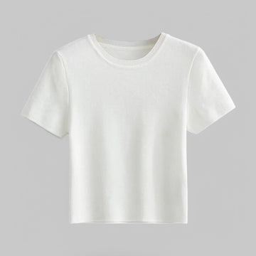 Klyber | Women's Soft Knit Cropped O-Neck T-Shirt