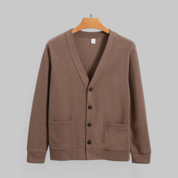 Solid V-Neck Knit Cardigan