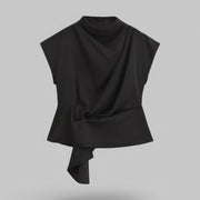 Chic Tie Blouse with Back Zipper