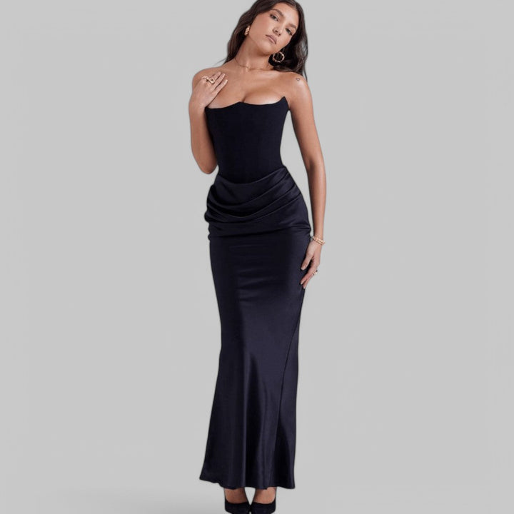 Klyber | Elegant Flowy Strapless Maxi Dress