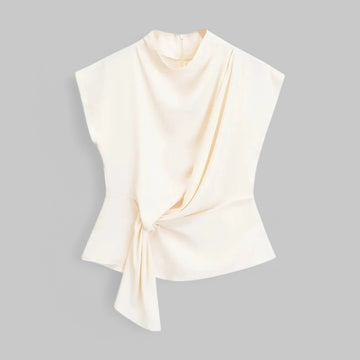 Chic Tie Blouse with Back Zipper