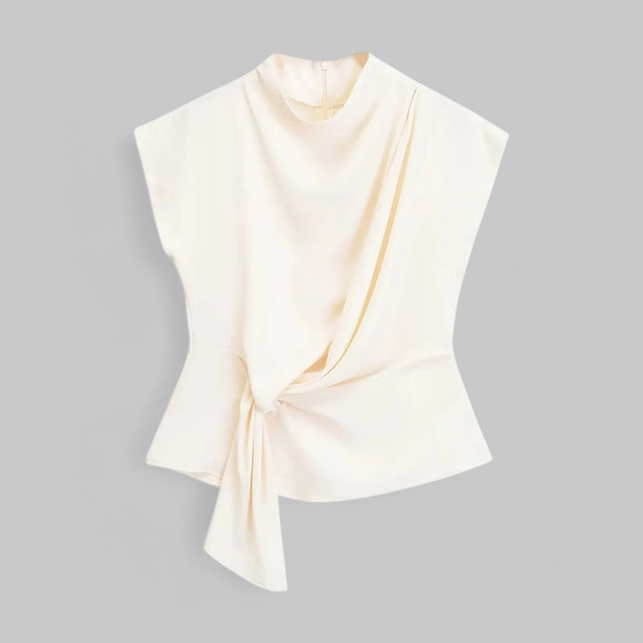 Chic Tie Blouse with Back Zipper