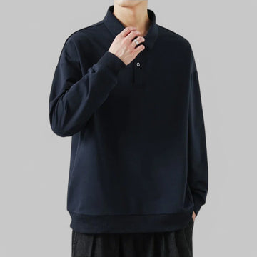 Minimalist Button-Up Stand Collar Sweatshirt