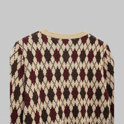 Klyber | Argyle Knit Button-Up Cardigan with Patch Pockets