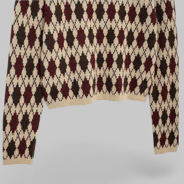 Klyber | Argyle Knit Button-Up Cardigan with Patch Pockets