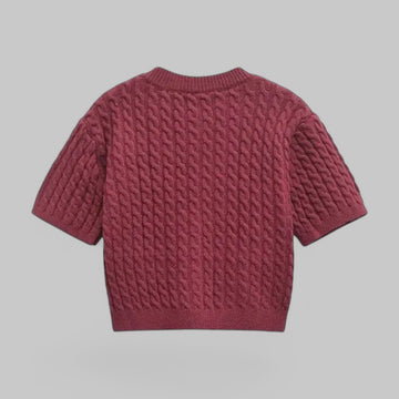 Women's Short Sleeve Cropped Knit Cardigan