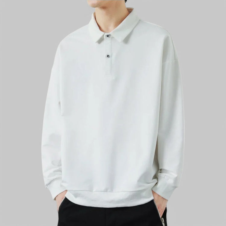 Minimalist Button-Up Stand Collar Sweatshirt