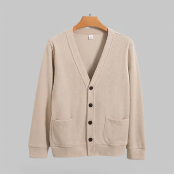 Solid V-Neck Knit Cardigan