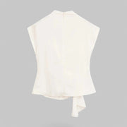 Chic Tie Blouse with Back Zipper