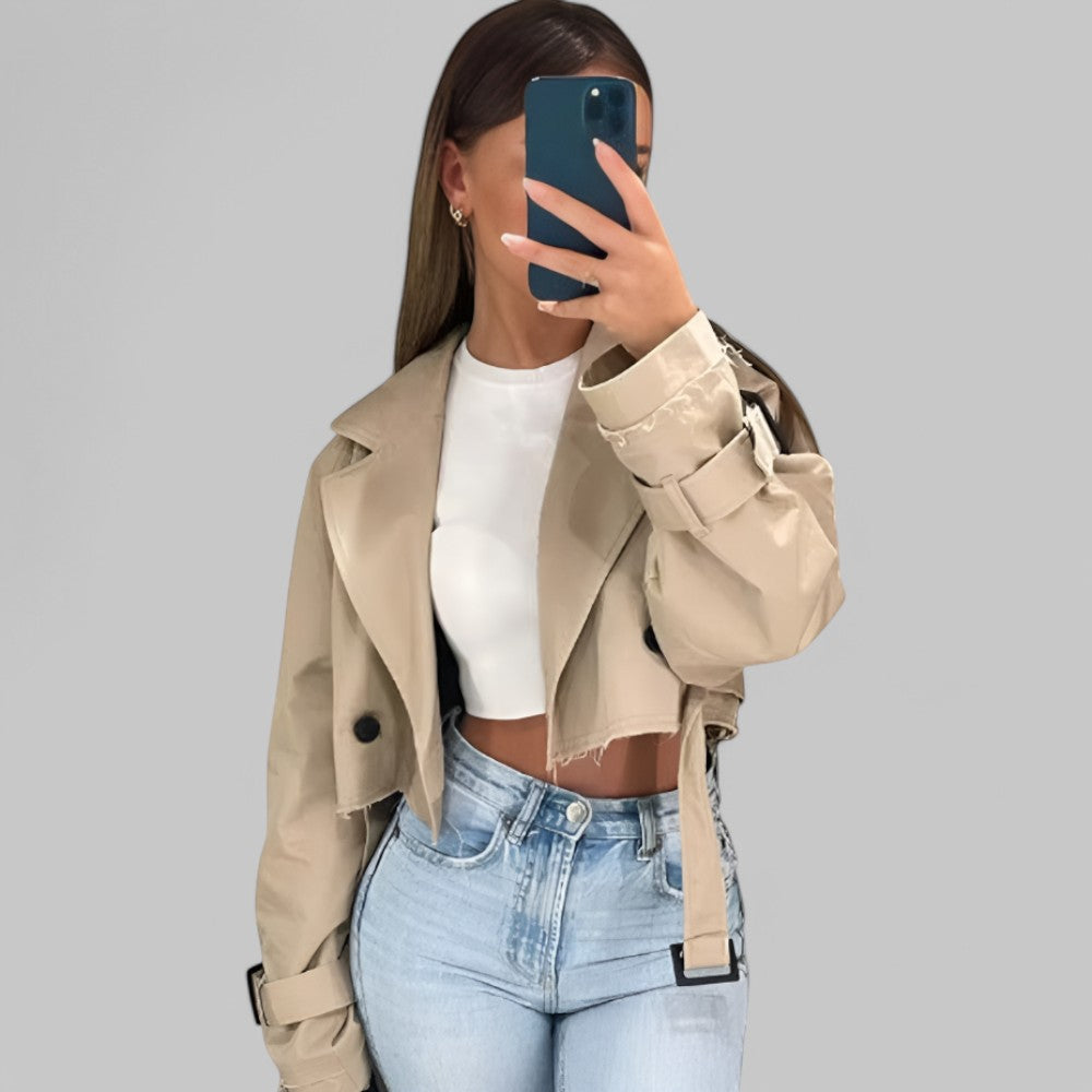 Vintage-Inspired Cropped Trench Spring Jacket