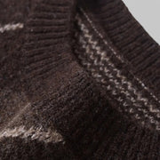 Argyle Knit Jumper with Round Neck