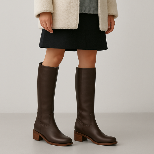 Minimalist Retro Mid-Heel Boots