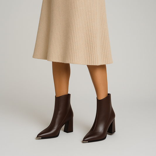 Stylish Pointed Toe Mid-Heel Boots