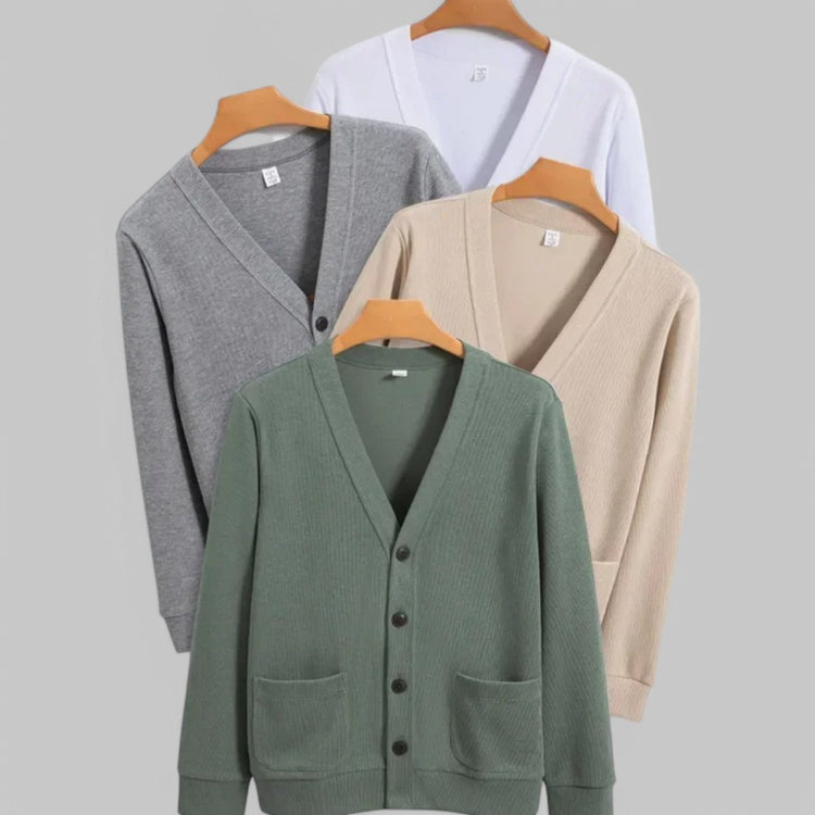 Solid V-Neck Knit Cardigan