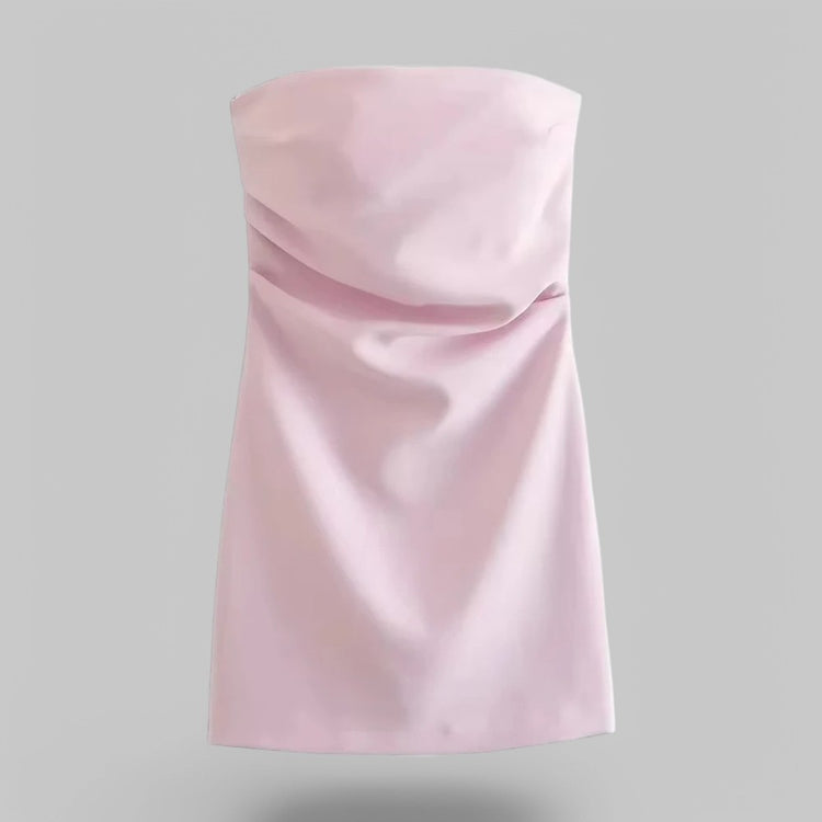Klyber | Strapless Draped Mini Dress with Back Zipper