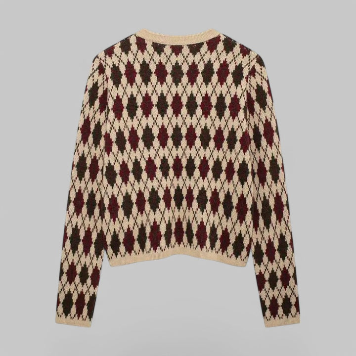 Klyber | Argyle Knit Button-Up Cardigan with Patch Pockets