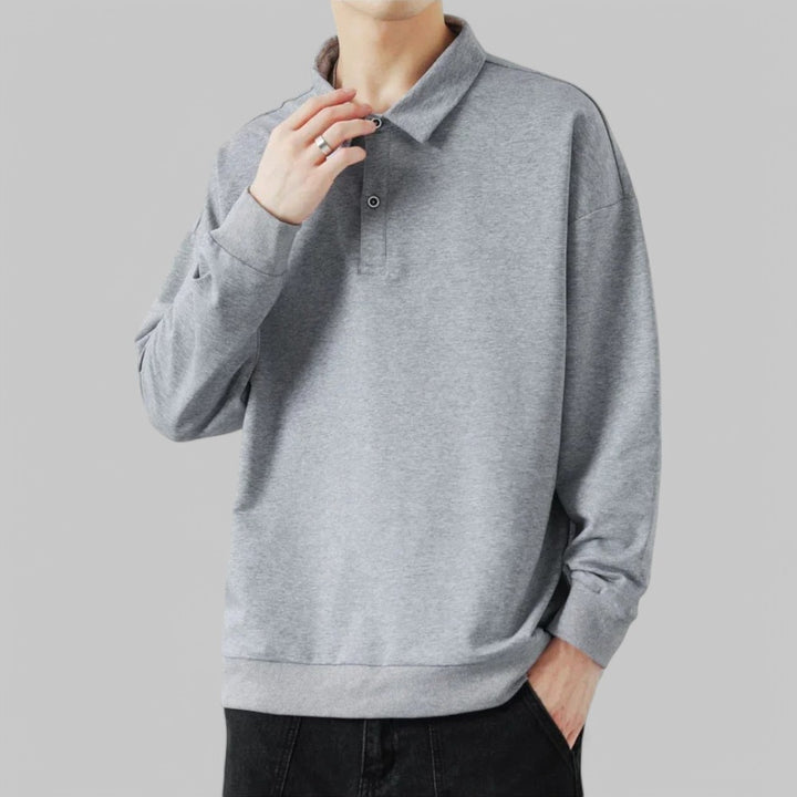 Minimalist Button-Up Stand Collar Sweatshirt