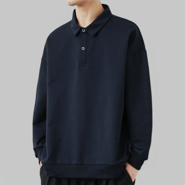 Minimalist Button-Up Stand Collar Sweatshirt