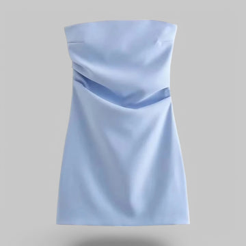 Klyber | Strapless Draped Mini Dress with Back Zipper