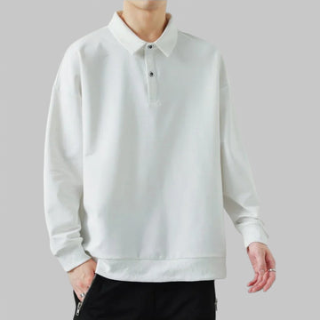 Minimalist Button-Up Stand Collar Sweatshirt