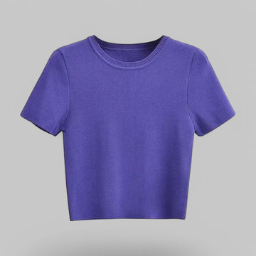 Klyber | Women's Soft Knit Cropped O-Neck T-Shirt