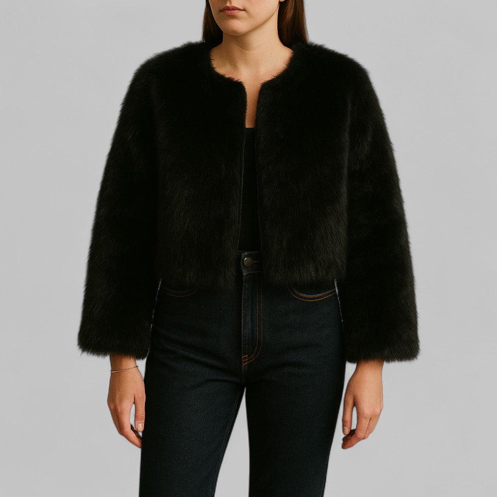 Thick Warm Faux Fur Cropped Jacket