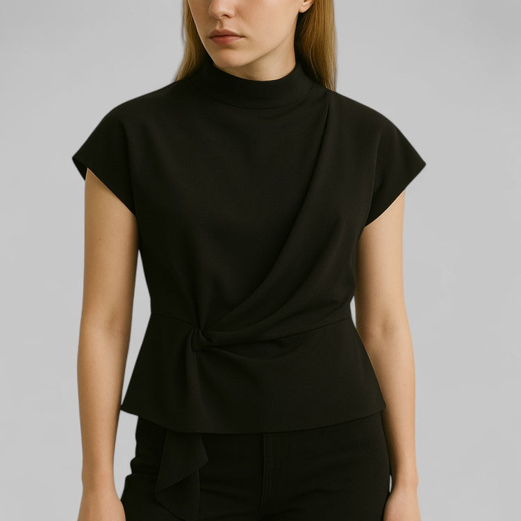 Chic Tie Blouse with Back Zipper