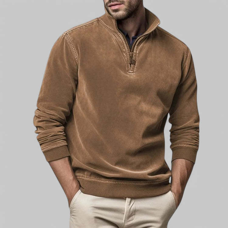 Men's Casual Half-Zip Stand Collar Jumper
