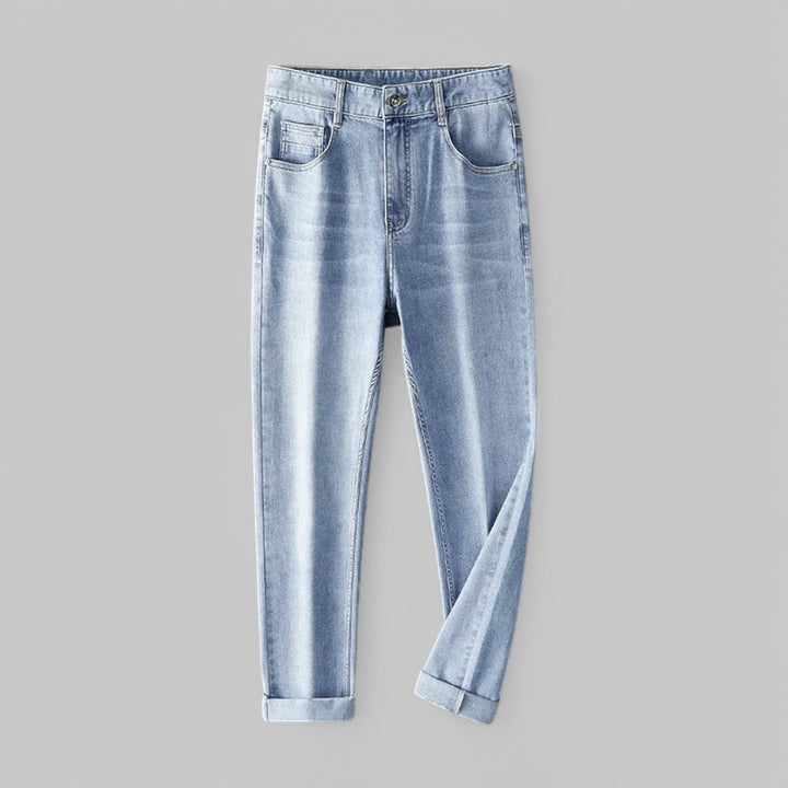 Classic Light-Wash Straight Leg Denim Trousers