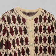 Klyber | Argyle Knit Button-Up Cardigan with Patch Pockets