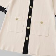 Chic Knitted Mini Dress with Patch Pockets