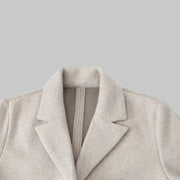 Open Stitch Lapel Collar Trench Coat