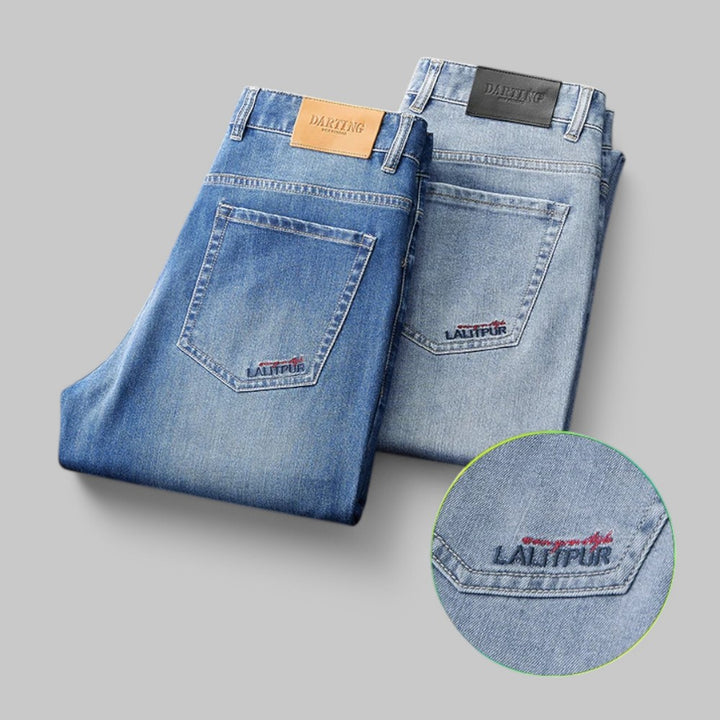 Classic Light-Wash Straight Leg Denim Trousers
