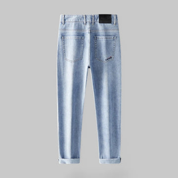 Classic Light-Wash Straight Leg Denim Trousers