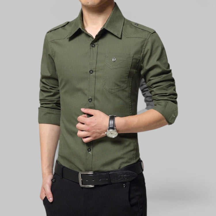 Men's Military Style Epaulette Shirt